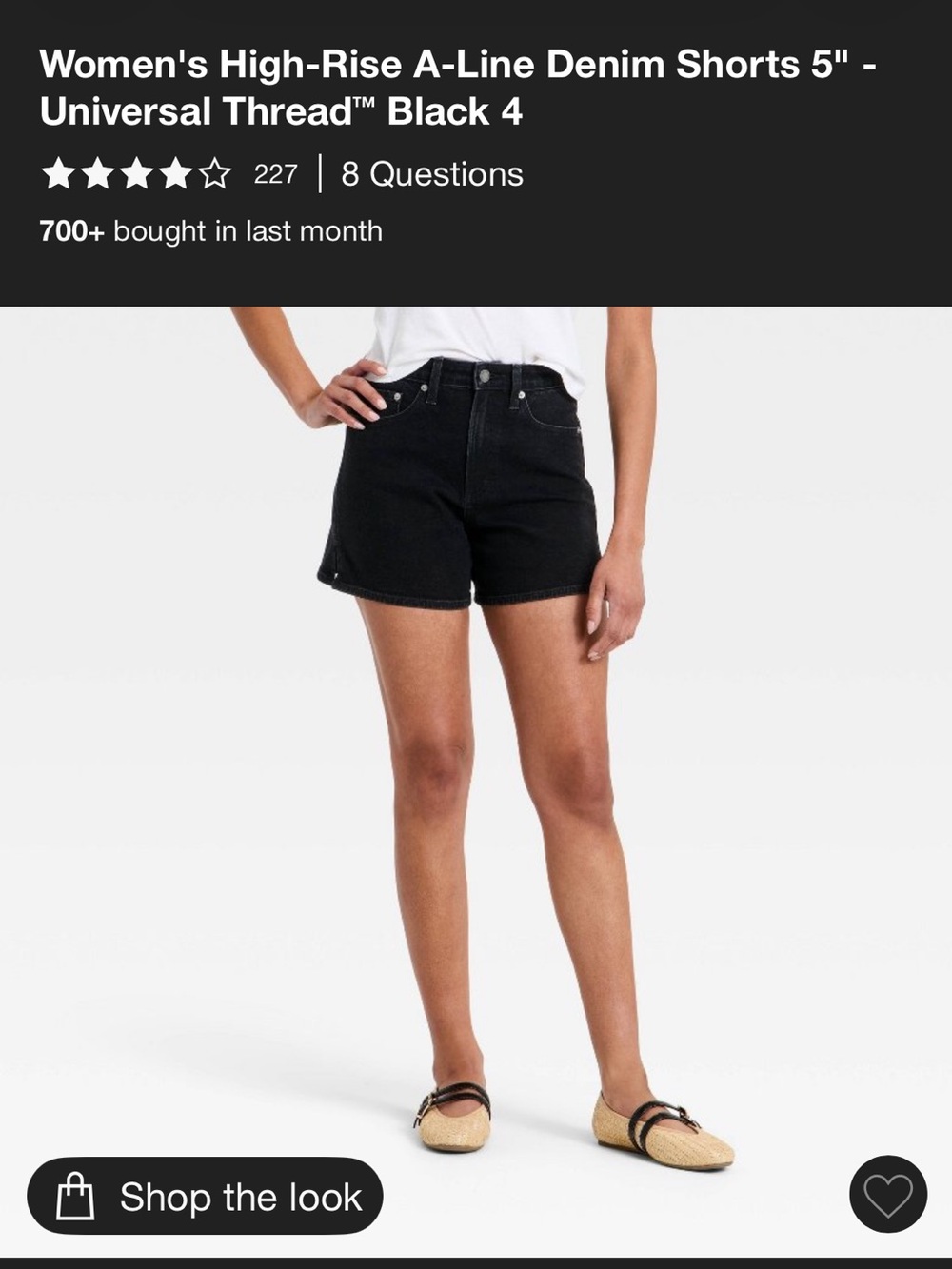 Universal Thread Black High-Rise A-Line Denim Shorts